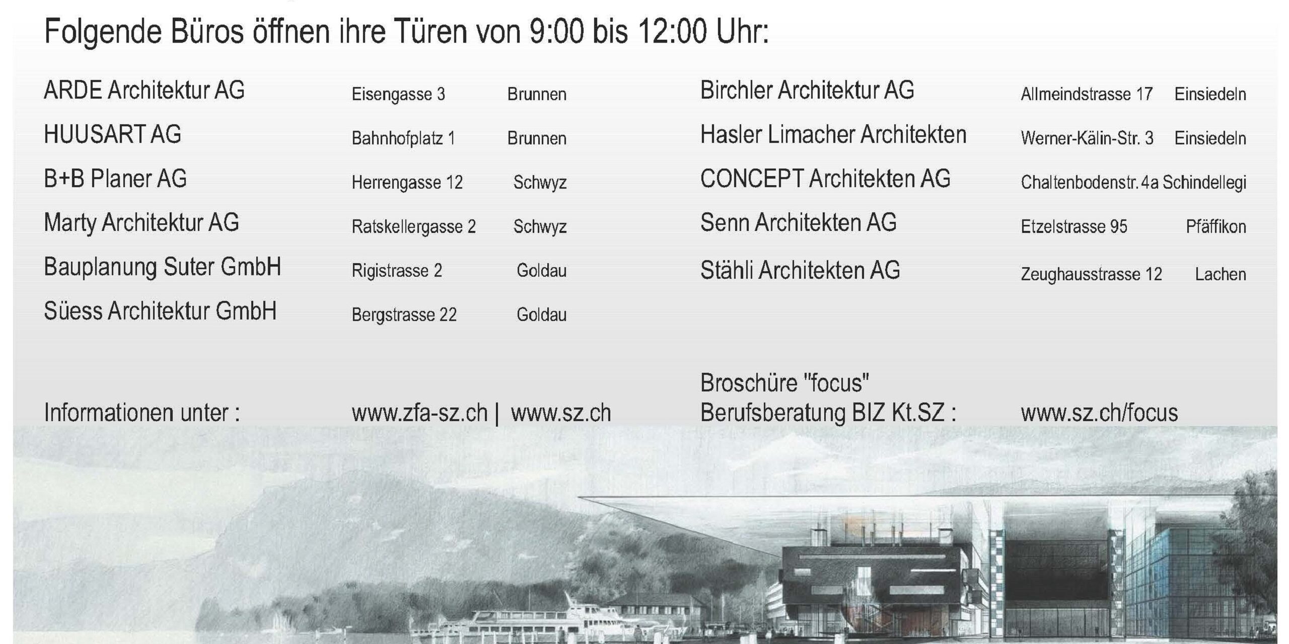 Flyer Infotag Zeichner/in Architektur, marty architektur