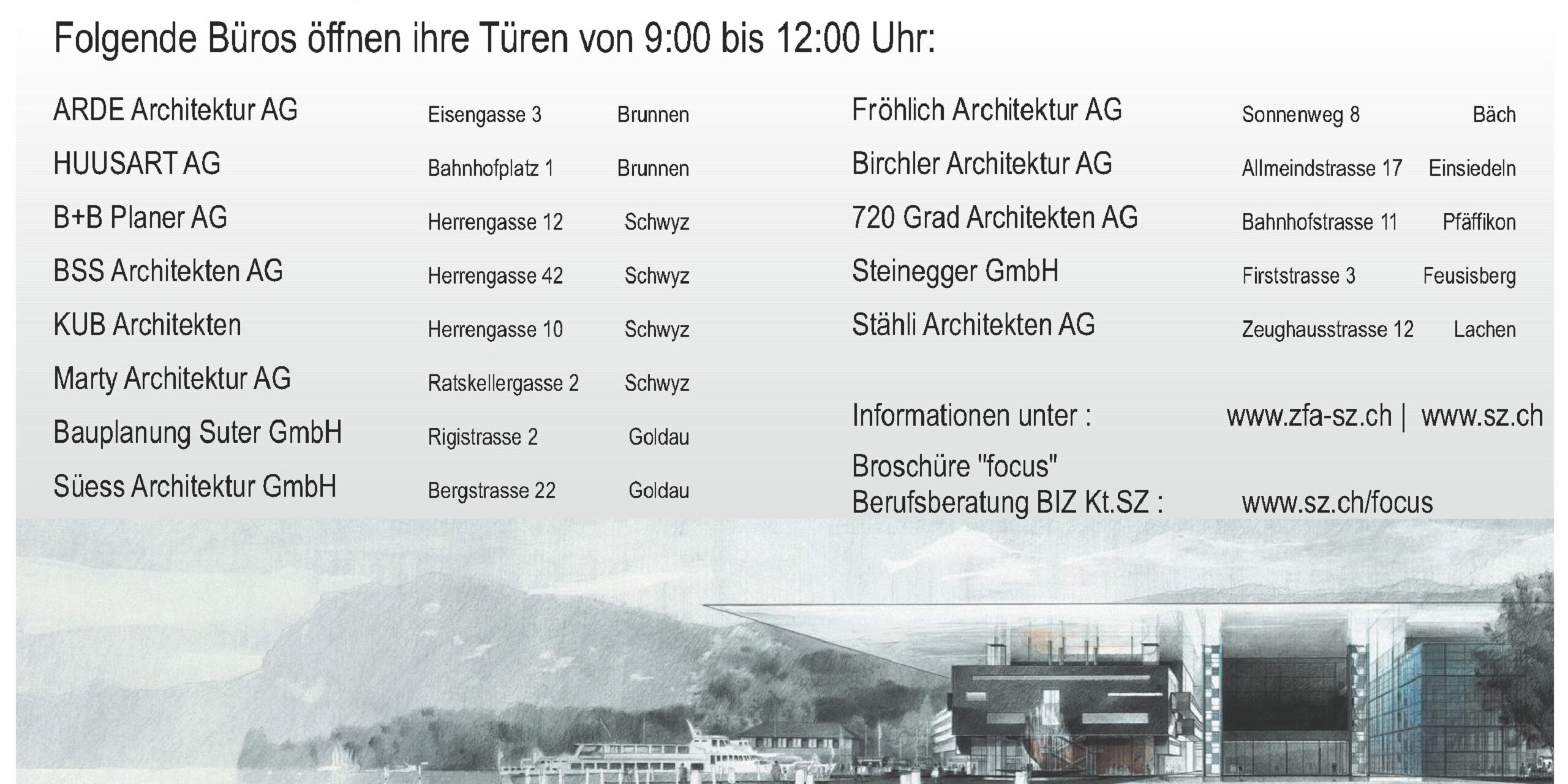 Flyer Infotag Zeichner/in Architektur, marty architektur