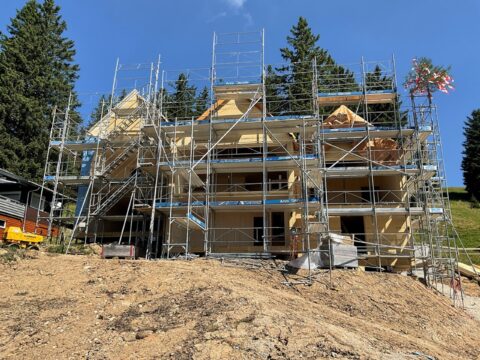 Firstweg Rigi Arth, Baufoto Aufrichten Holzbau, marty architektur