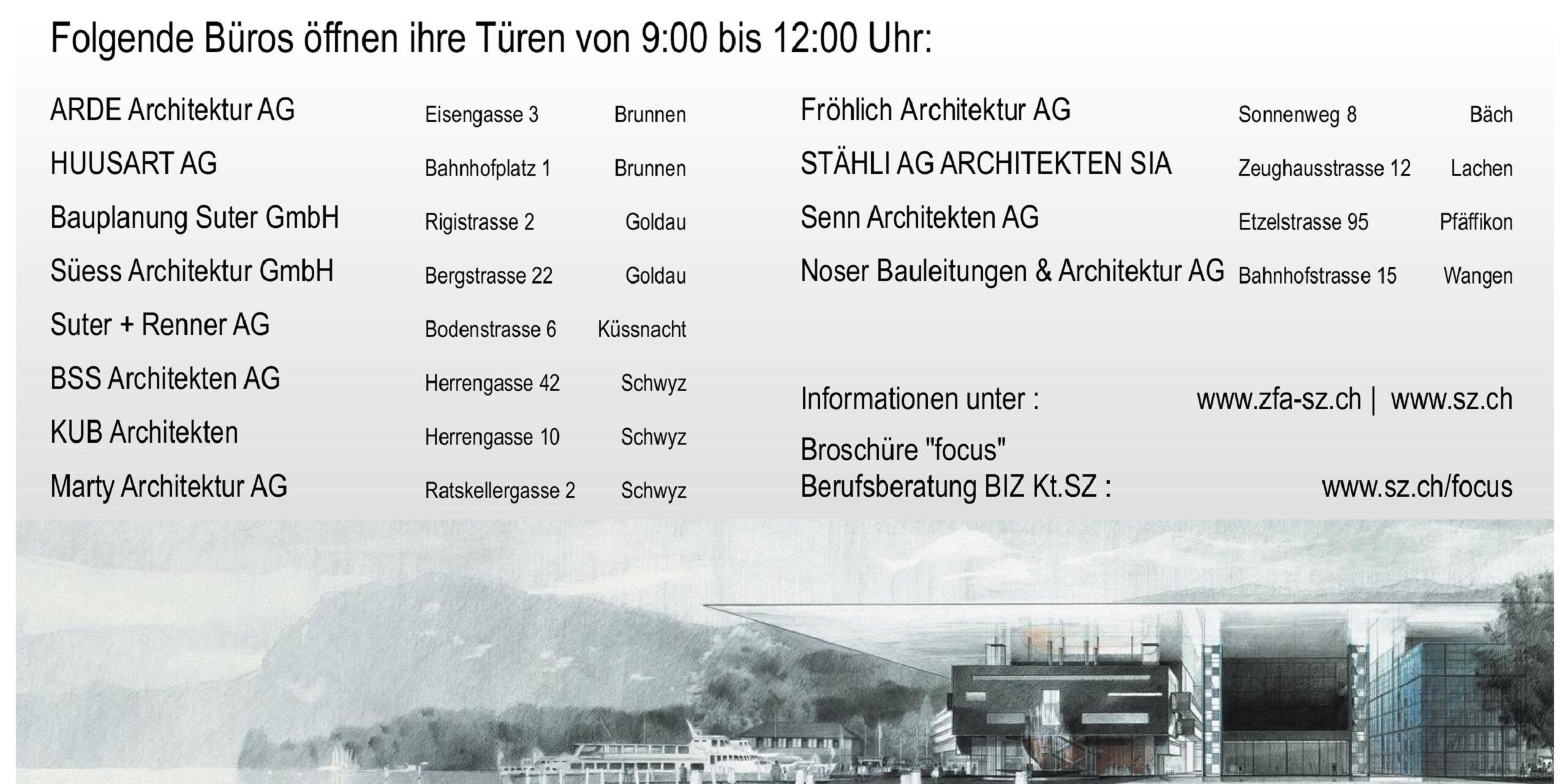 Flyer Infotag Zeichner/in Architektur, marty architektur