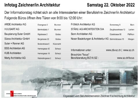 Flyer Infotag Zeichner/in Architektur, marty architektur