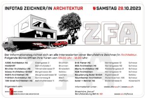 Flyer Infotag Zeichner/in Architektur, marty architektur