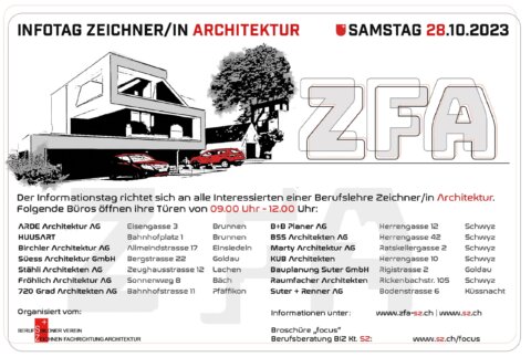 Flyer Infotag Zeichner/in Architektur, marty architektur